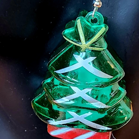 Christmas Tree Earrings Flashing Xmas Tree Earrings Holiday Earrings NWT - Picture 3 of 5